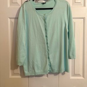 Talbots ice blue scalloped edge cardigan